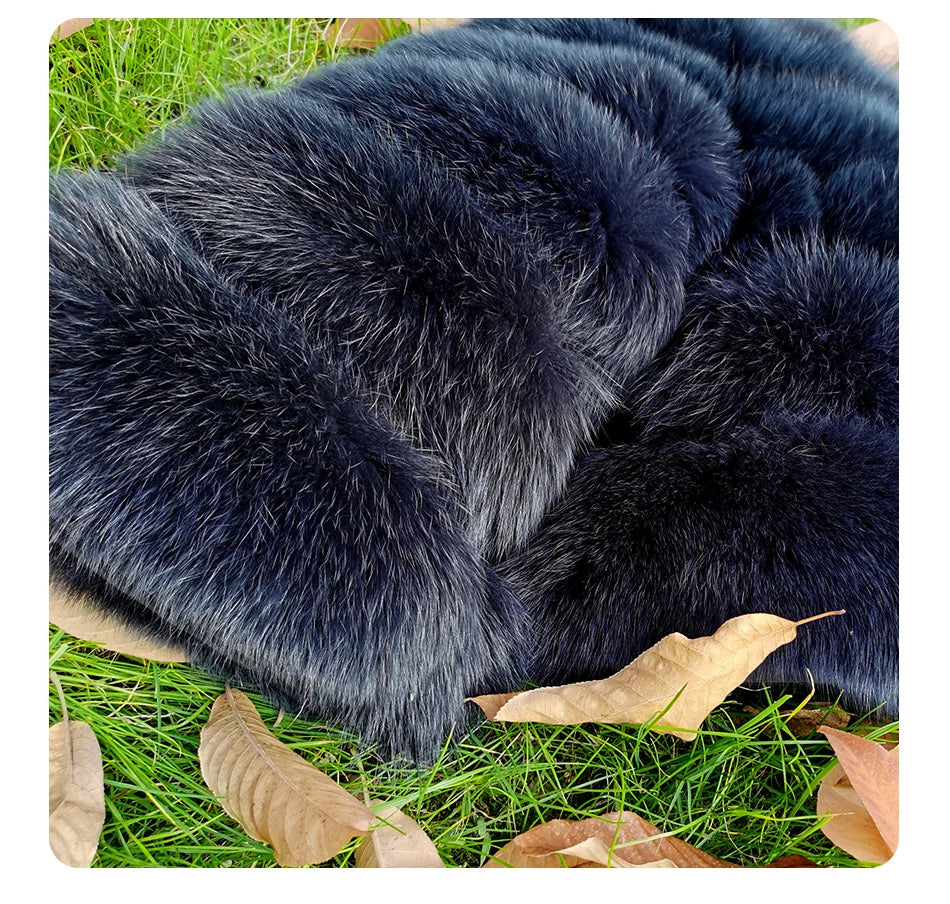 Women's Fox Fur Coat with Detachable Sleeves