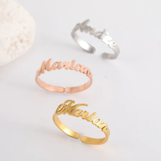 Custom Double Name Ring - Personalized Stainless Steel Couple Gift - photo 4