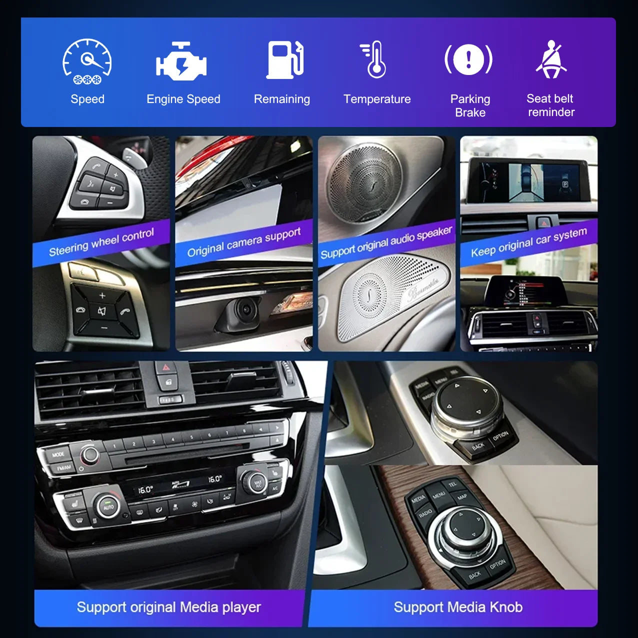 CarPlay Screen For BMW 1 2 3 4 Series F20 F21 F30 F31 F32 F33 F34 Car Multimedia Player Wireless Carplay Android Auto