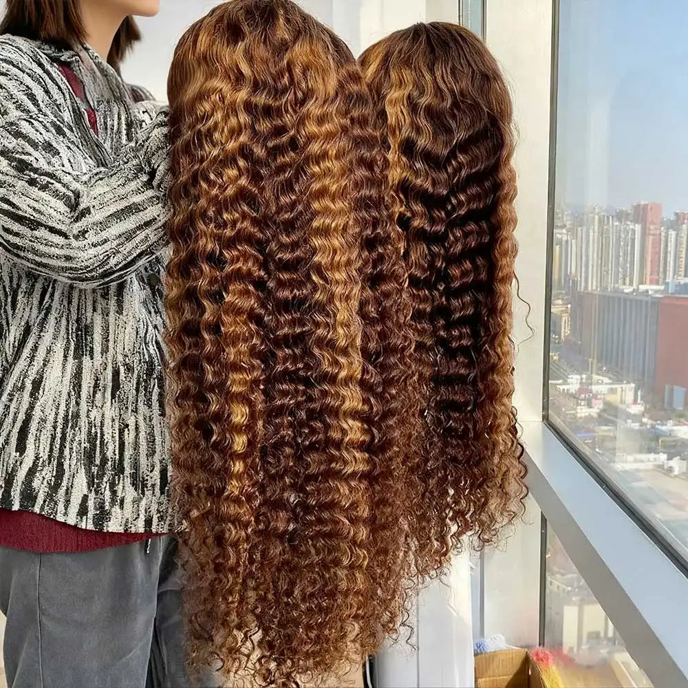 Honey Blonde Highlight HD Lace Frontal Wig - Ombre Deep Wave