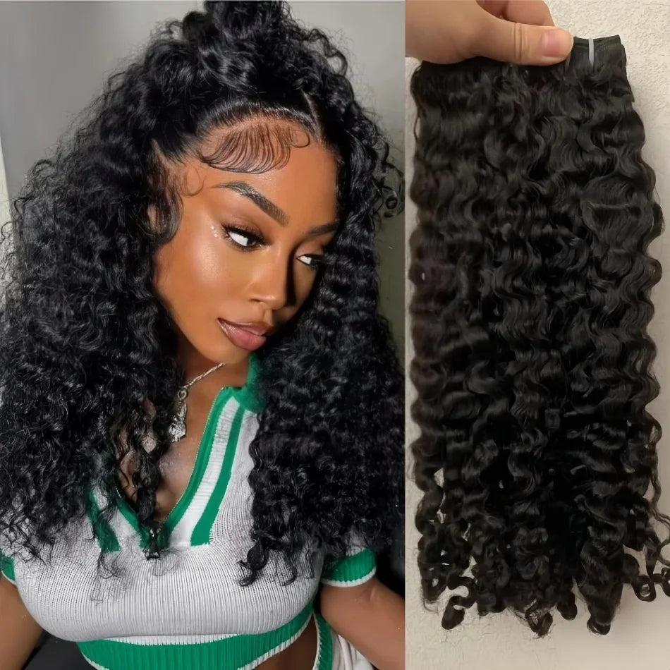 12A Burmese Curly Human Hair Bundles Water Wave Bundles Virgin Weave Human Hair Extensions Curly Ends 1/3/4 Pcs Black 30 40 Inch