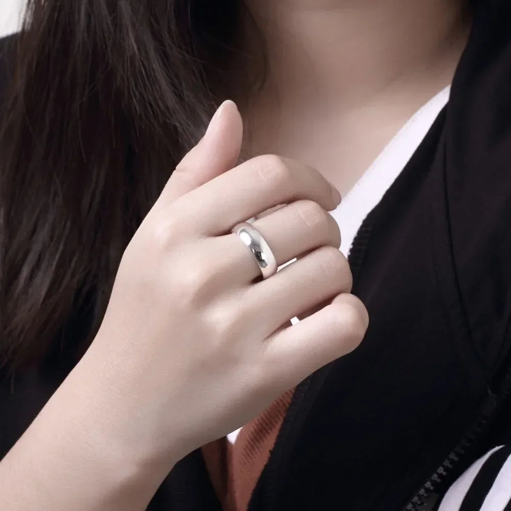 925 Sterling Silver Smooth Round Ring for Women - Sizes 5-11