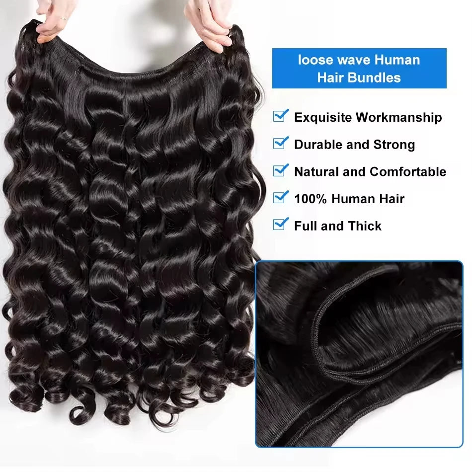 16A Loose Wave Human Hair Bundles 40 Inch Raw Hair 4 5 6 Bundles Brazilian Extensions Unprocessed Human Hair Weave Bundles
