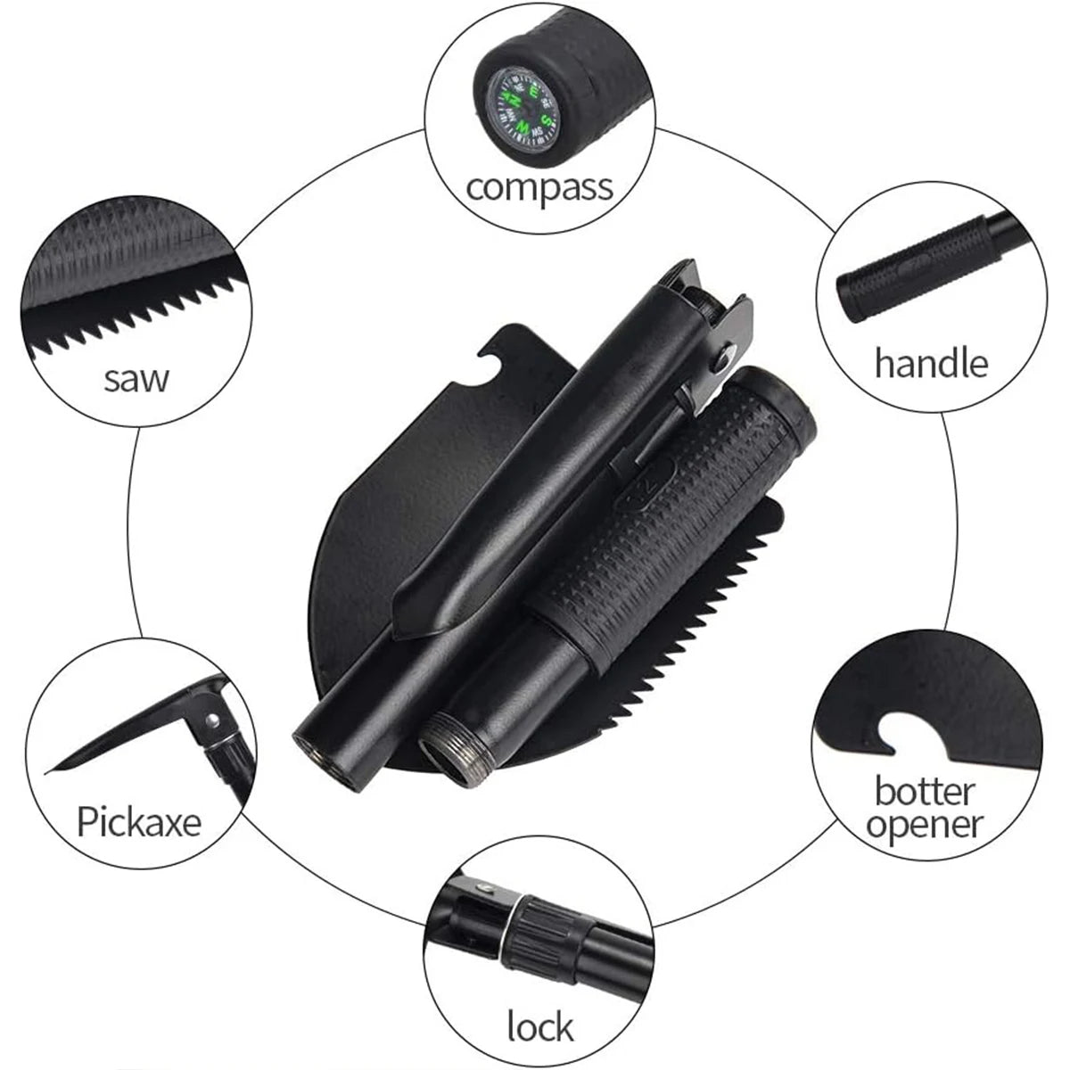 Engineer Military Folding Shovel Foldable Outdoor Garden Tooling Shovels for Digging Multifunctional Tools Survival Agricultural