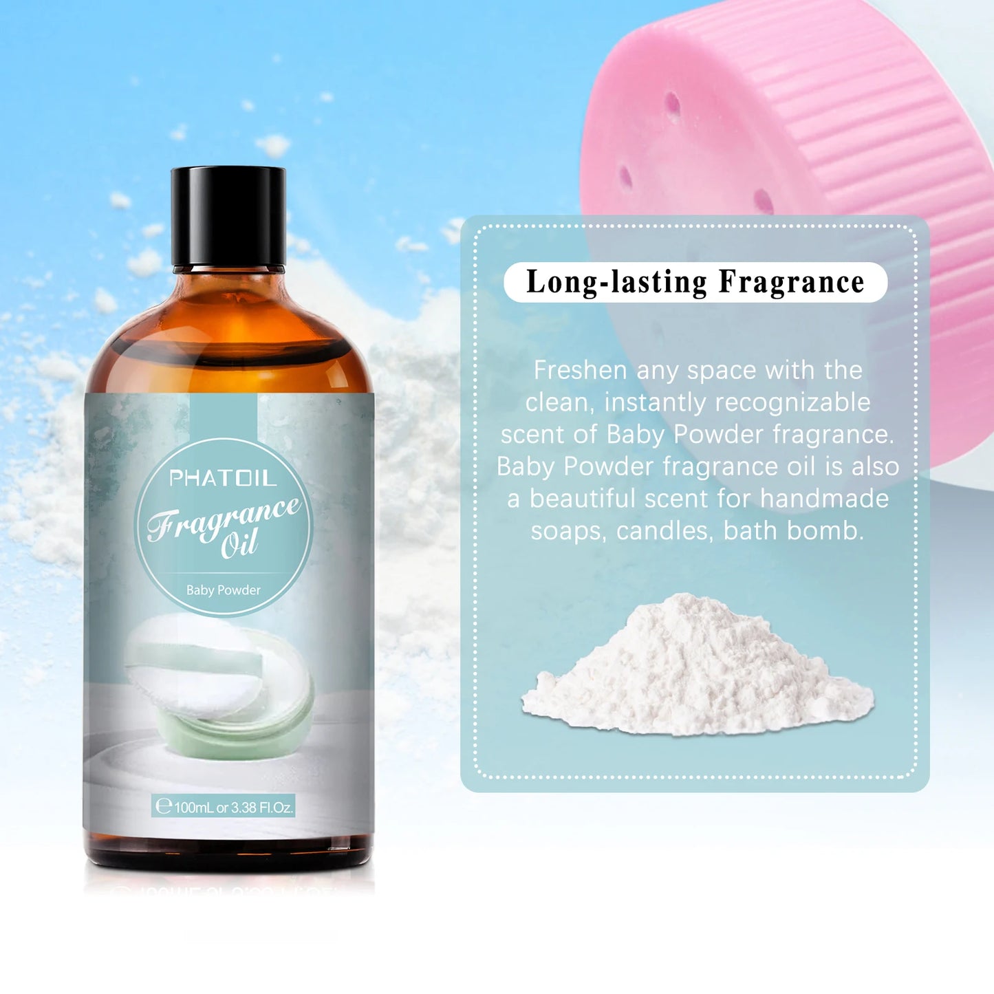 PHATOIL 100ml  White Musk Fragrance Essential Oil  Fresh Linen Honeysuckle Peach Orange Blossom for Aroma Candle Soap Making
