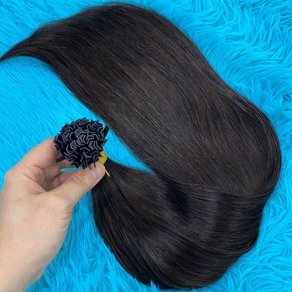 V Tip Human Hair Extension Fusion Hair Silky Straight Dark Brown Pre Bonded V Shape Keratin Hair Vietnamese Remy Hair For Salon