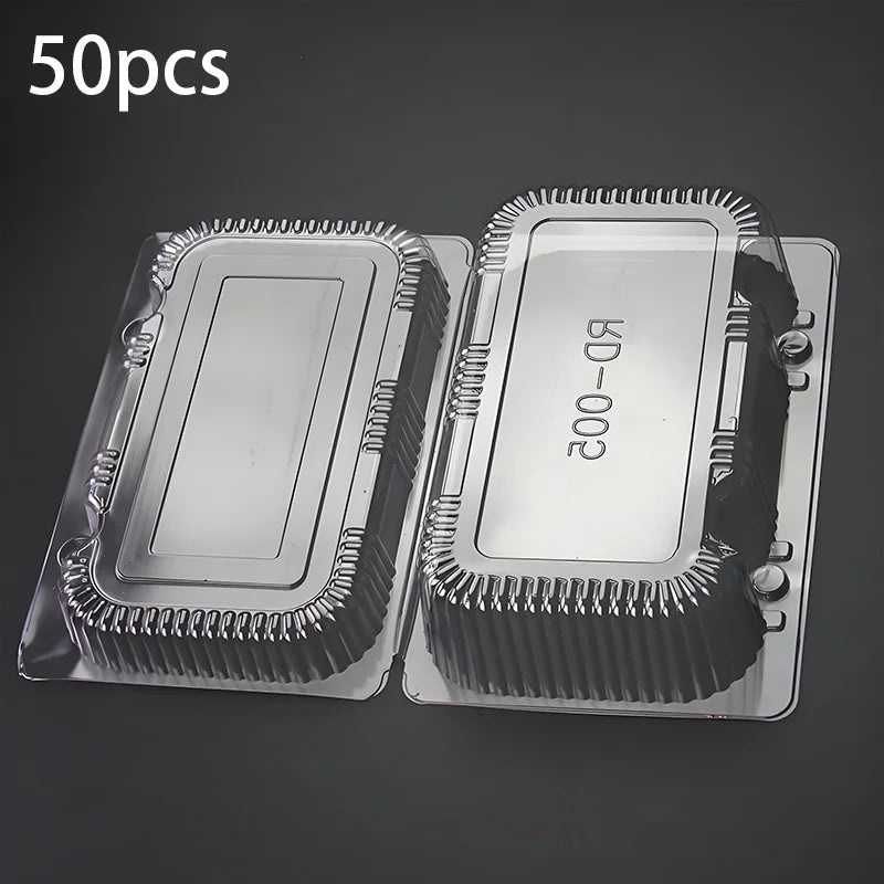 50Pcs 18.8cm Clear Plastic Food Storage Containers with Lids for Pastries, Fruits & Snacks