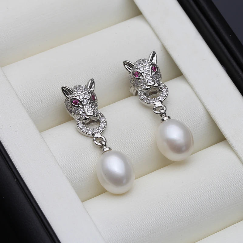 Freshwater Pearl Earrings – 925 Silver Drop Studs, Gift Boxed