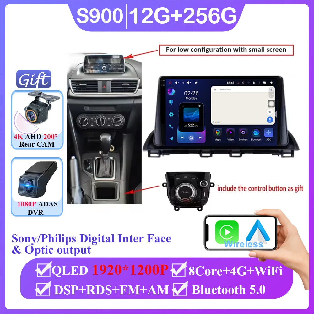 Android Car Stereo for Mazda 3 Axela (2014–2019) — CarPlay, Android Auto, GPS Navigation, Multimedia