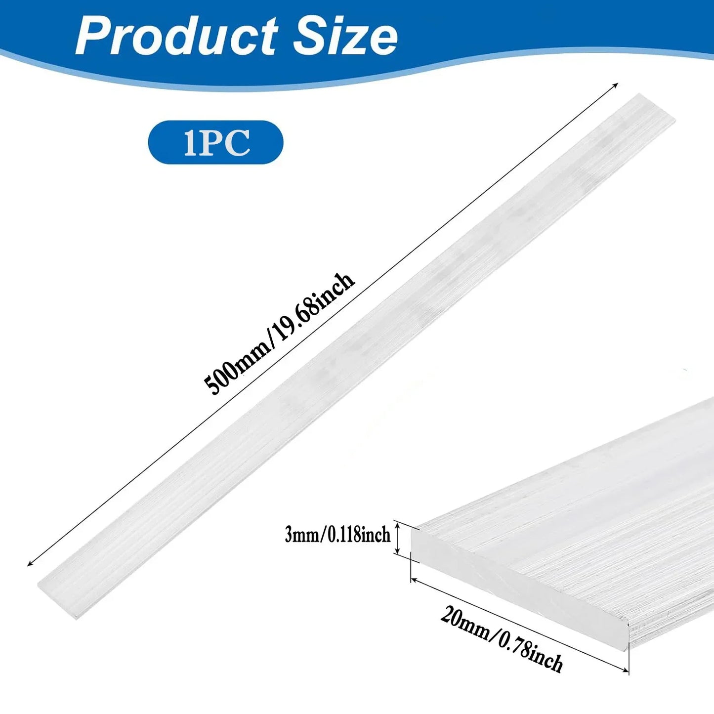 1-5pcs 6061 Aluminum Flat Bar Stock 500mm, High Strength Rectangular Bar for Metalworking, Industrial & Craft Use