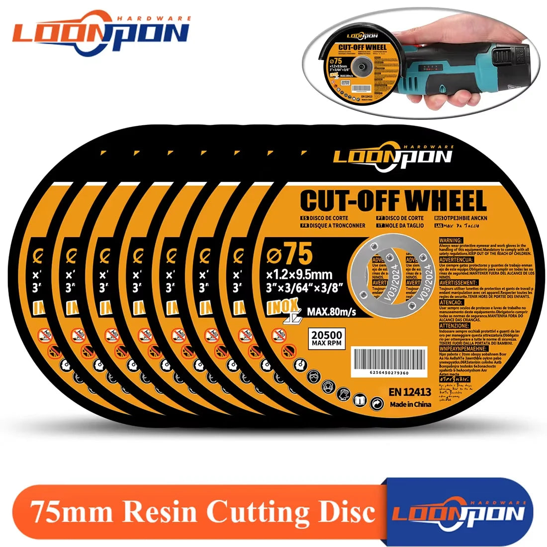 75mm resin cutting discs for angle grinder metal cutoff