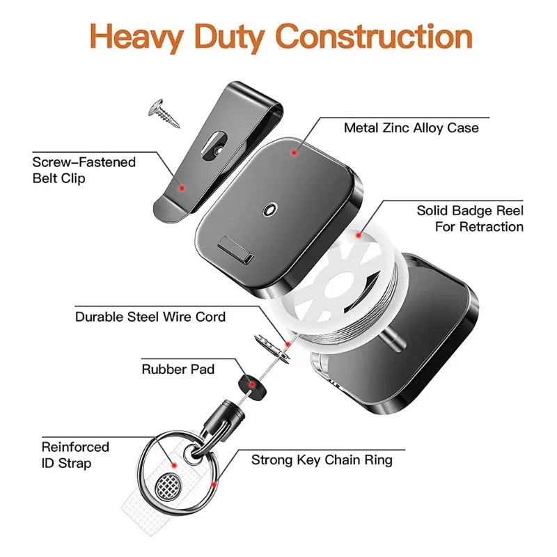 Anti-loss and Easy-to-pull Buckle of Retractable Key Chain Belt Badge Reel Clip Square Accesorios Para Auto Key Chain