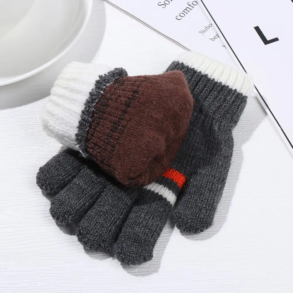 Kids Knitted Full Finger Gloves - Thick Winter Gloves for Ages 6-12 - photo 3