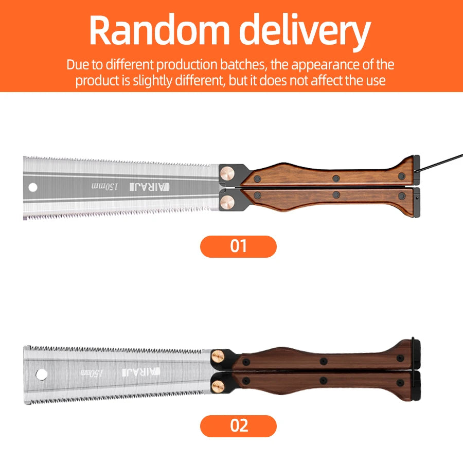 AIRAJ Double-Sided Folding Saw — Anti-Slip Pruning & Camping Hand Saw