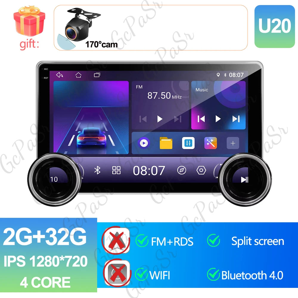 Universal 10" Android Car Stereo — CarPlay, Android Auto, GPS Navigation, Multimedia Player