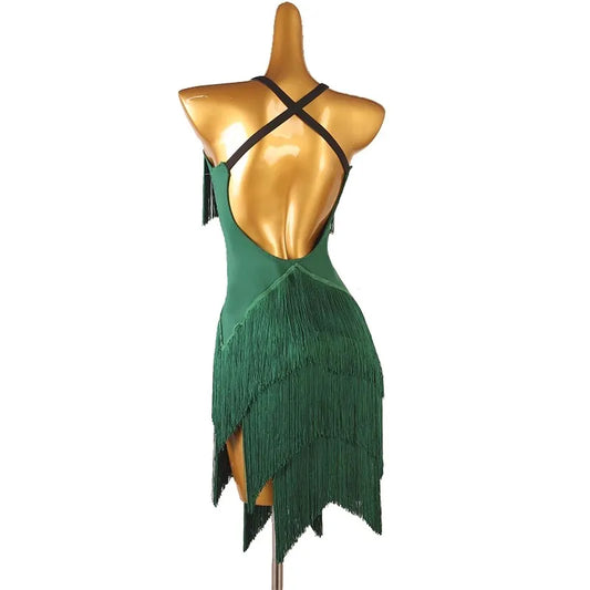 Women's tassel salsa Latin practice dress