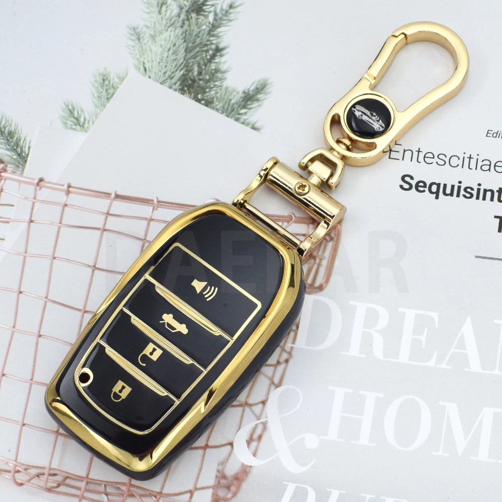 4 Buttons TPU Car Key Case Cover Remote Fob Shell For Toyota Hilux Revo Innova Rav4 Fortuner Skin Key Chain Holder Protector