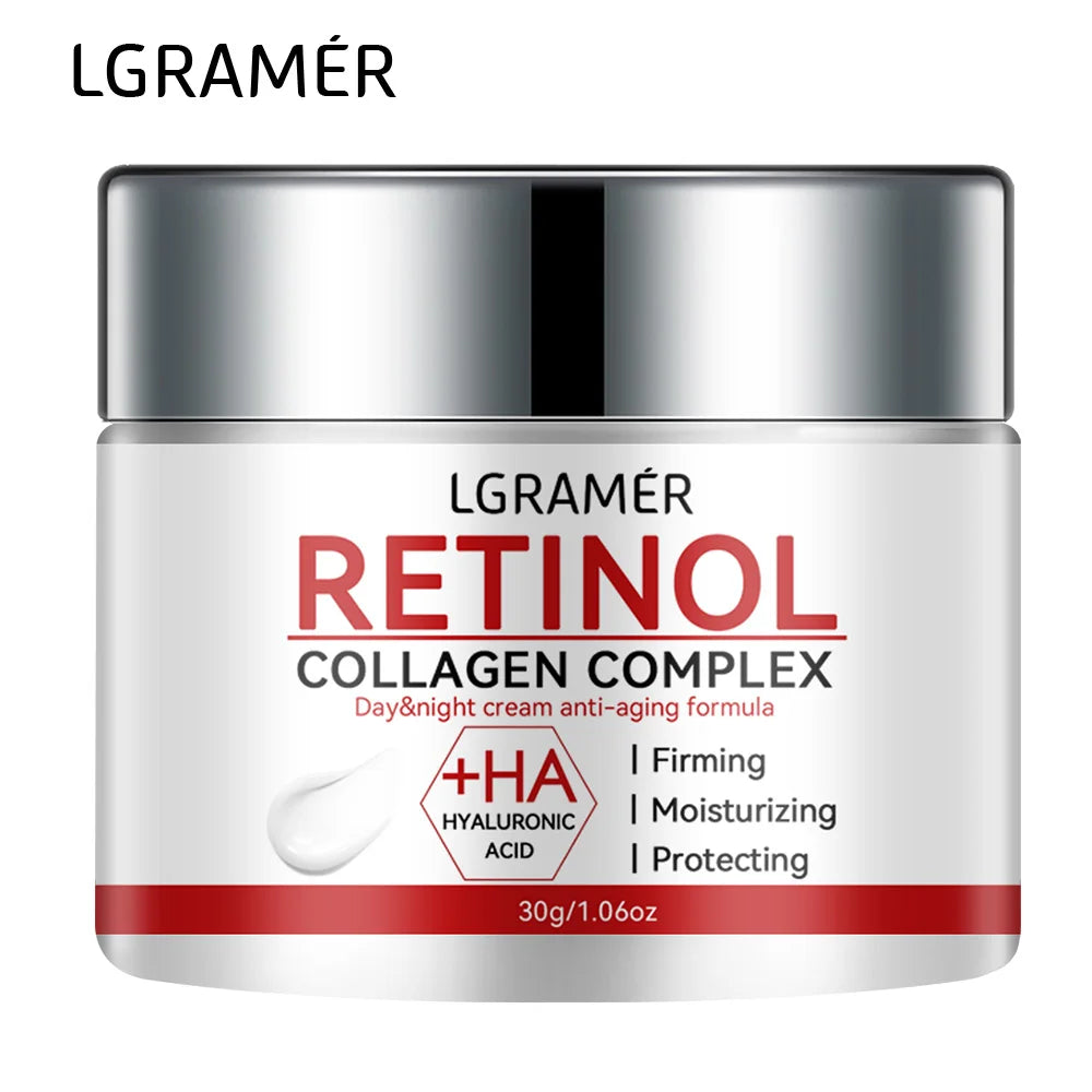 Crema reafirmante con retinol, colágeno, suaviza las arrugas, crema facial, hidratante, blanqueadora, nutritiva y aclarante.