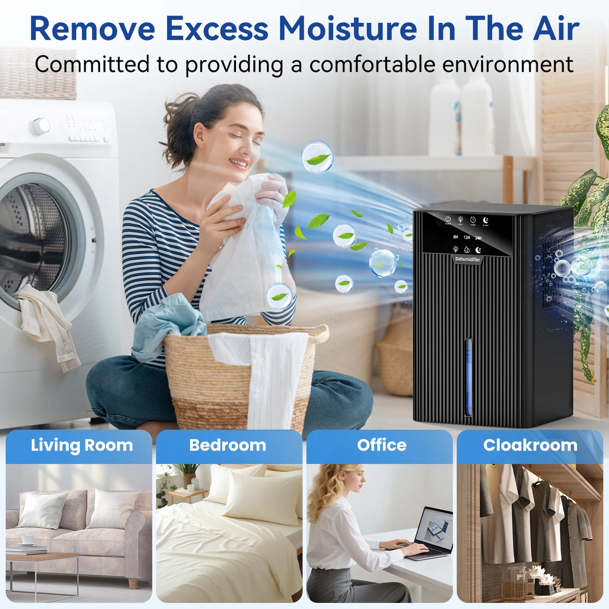 Portable Mini Dehumidifier 2.2L Water Tank for Living Room Bedroom Indoor Home Use - Efficient Air Moisture Absorber