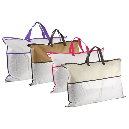 1PC Non woven zipper dustproof storage bag Pillow and clothing storage PVC transparent bag  Quilt blanket pillow handbag