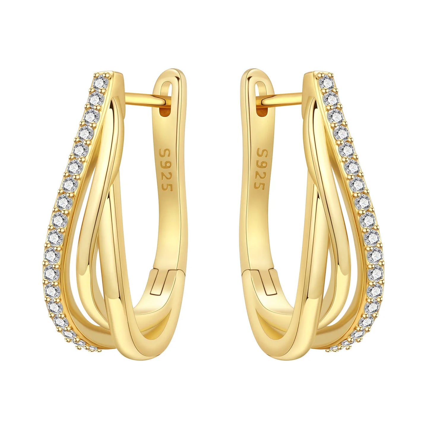 Original 2026 S925 Sterling Silver Zircon 18K Gold Lining Vintage Hoop Earrings for Women Birthday Party Wedding Gift Jewellery