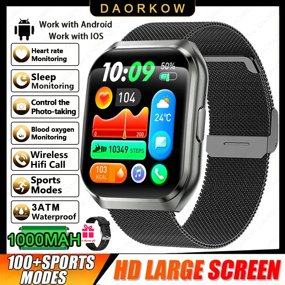 Men's Smart Watch — 1000mAh Long Standby, IP68, BT Calling