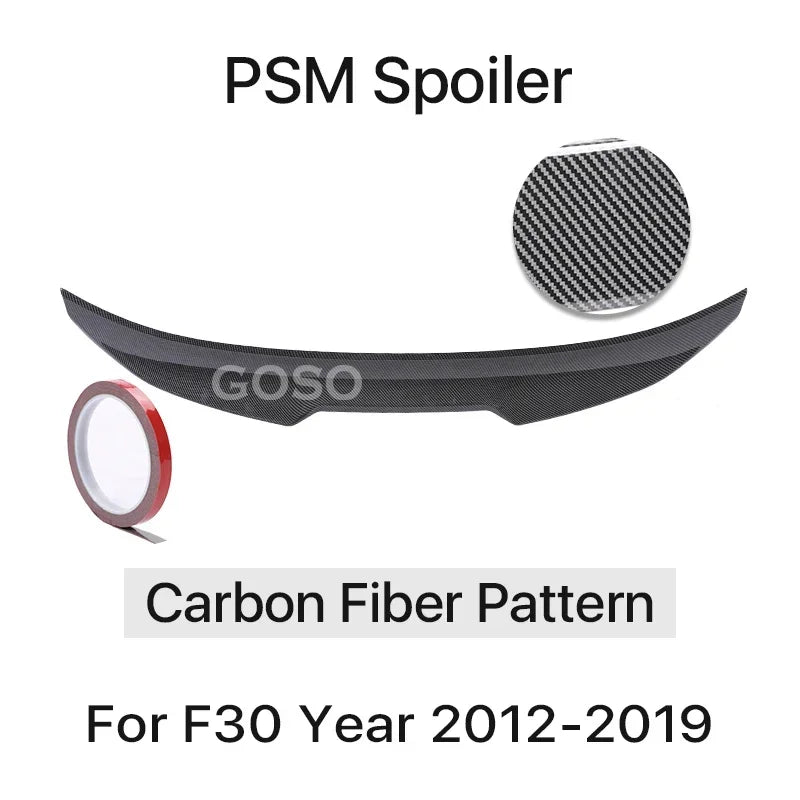 Carbon Fiber Rear Bumper Lip Trunk Wing MP M4 PSM Style Roof Spoiler Kit For BMW 3 Series F30 F31 F35 2026-2026 Gloss Black