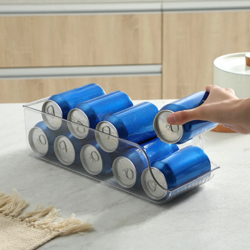 Fridge Soda Can Dispenser - Stackable Refrigerator Storage Bin