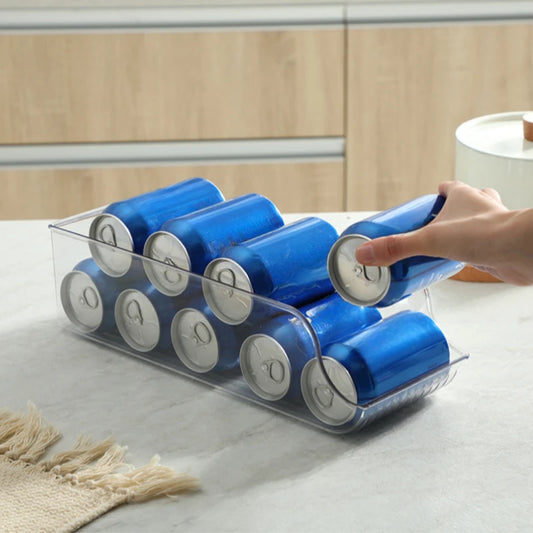 Fridge Soda Can Dispenser - Stackable Refrigerator Storage Bin