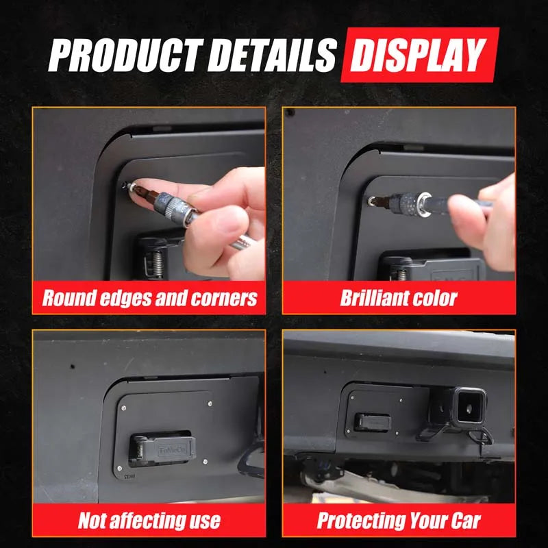 Rear Bumper Cover Plate Trailer Side Dust Cover Black Aluminum Alloy for Ford Maverick 2022 -2025 4/7-Pin Connector Hitch