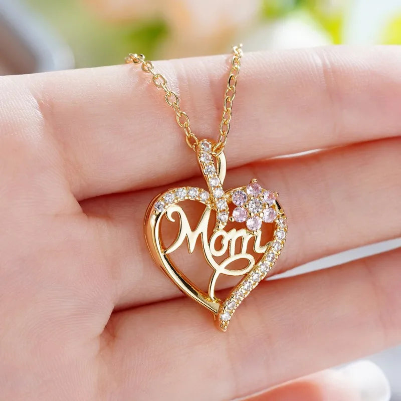 Heart Pendant Necklace for Women – Rhinestone Hollow Design, Mood Tracker, Mother's Day & Best Friend Gift