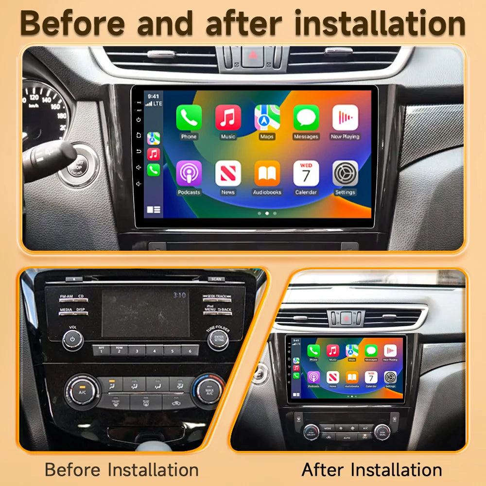 Wireless CarPlay Android Auto Car Radio for Nissan Qashqai J11 X-Trail 3 2013-2017 avigation GPS Car Radio Multimedia Video Play