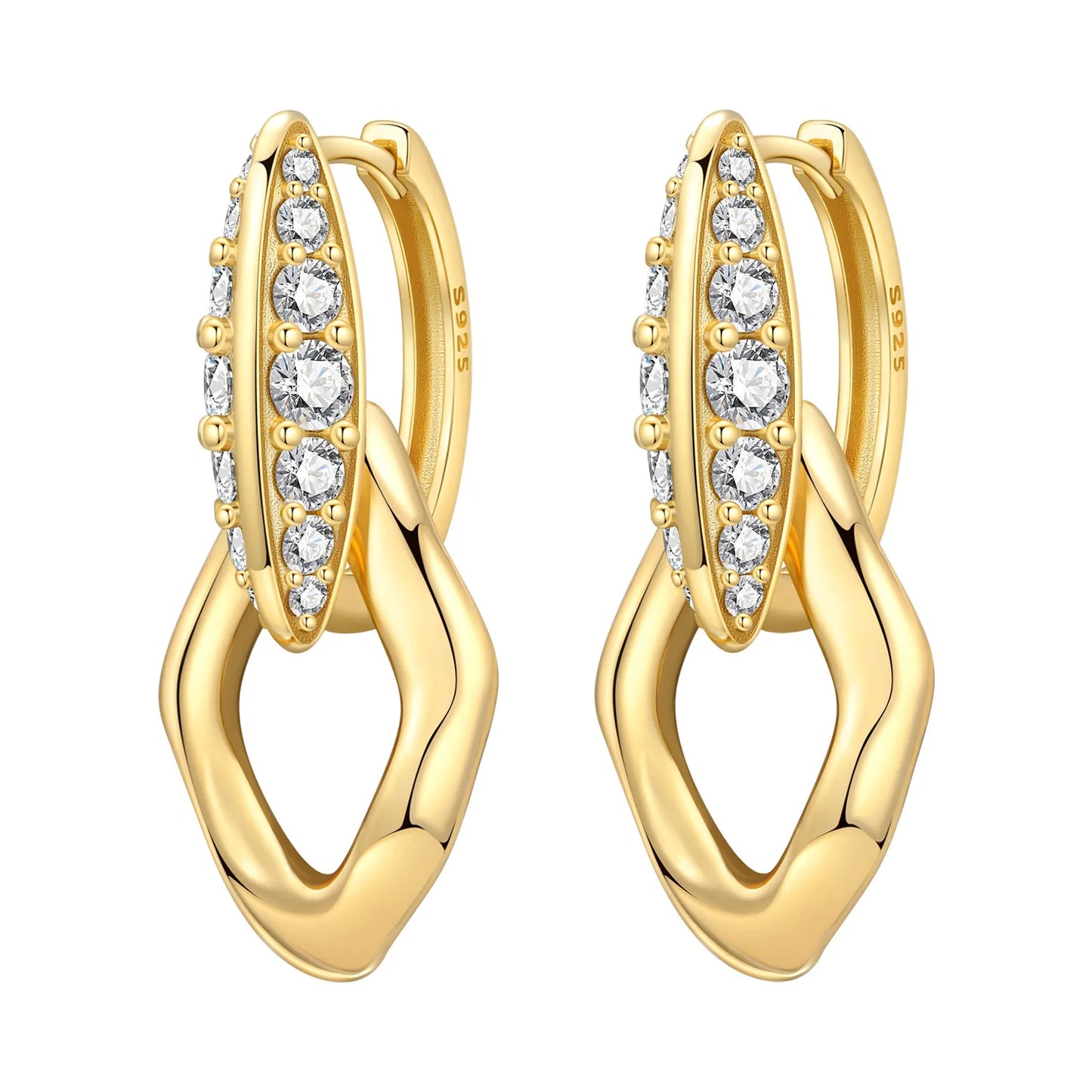 Original 2026 S925 Sterling Silver Zircon 18K Gold Lining Vintage Hoop Earrings for Women Birthday Party Wedding Gift Jewellery