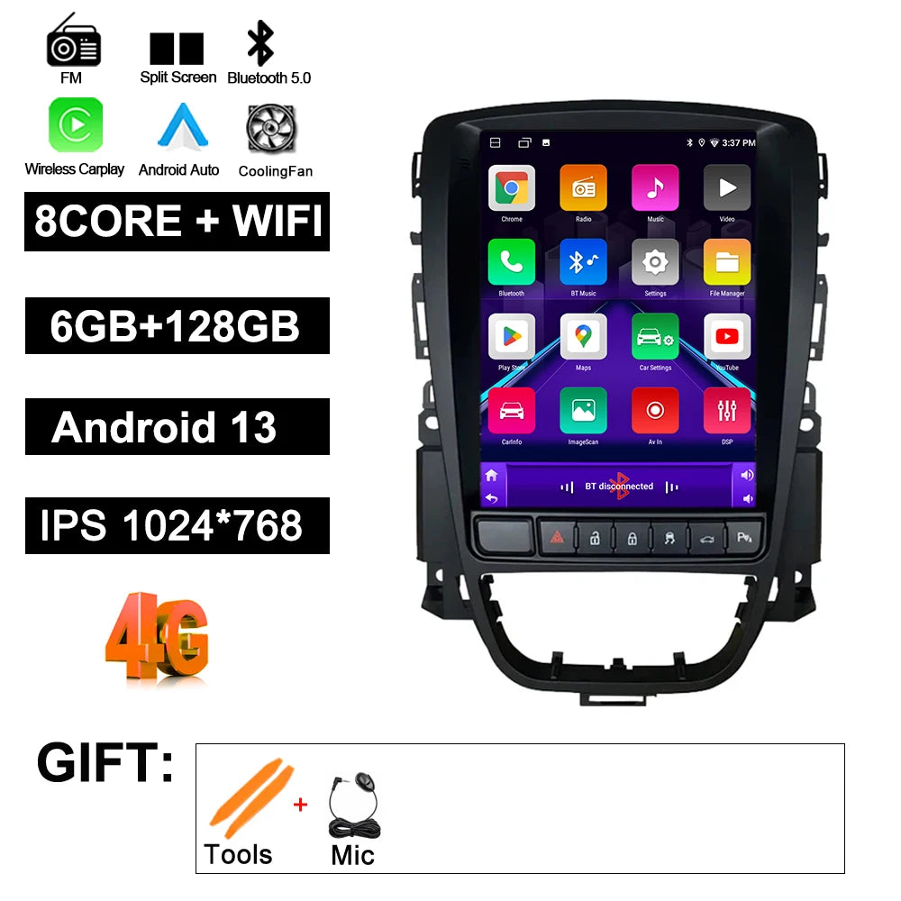 9.7" Car Stereo with Apple CarPlay & Android Auto, Compatible with Opel Astra J, Vauxhall & Buick Verano