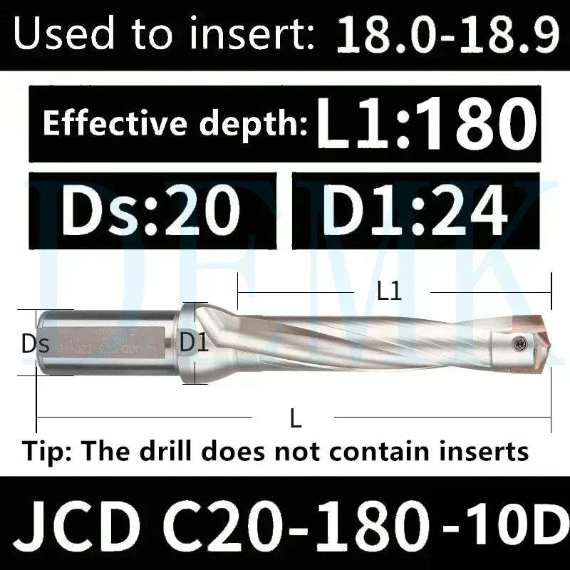 JCD Crown U-Drill Rod 10-25mm, Internal Cooling Indexable Drill