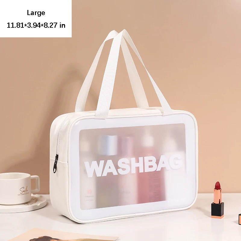 Portable Toiletry Bags with Handle, Translucent Waterproof travel Make up Bags for Women, Large Capacity Travel Cosmetic Bags