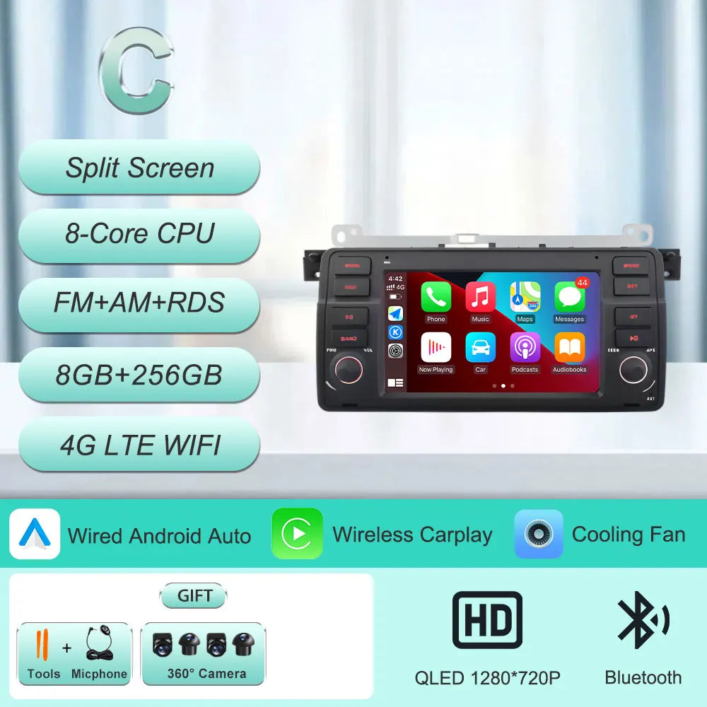 7"Android 16 Car Radio for BMW E46 3 Series 318 320 325 330 335 M3 1998-2005 GPS Navi WiFi Bluetooth FM Touch Screen Car Stereo