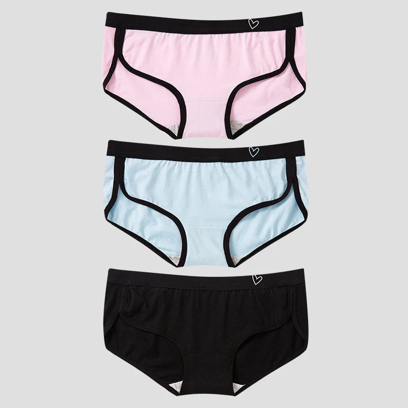 BANNIROU 3-Pack Cotton Briefs – Breathable Low-Rise Panties
