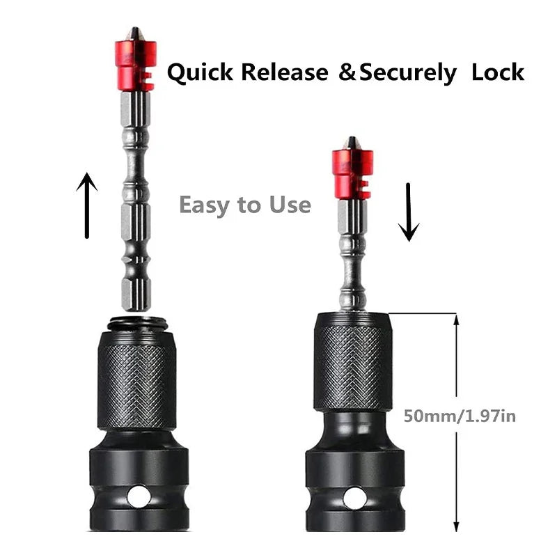 1/2 Square to 1/4 Hexagon Ratchet Sleeve Impact Wrench Sleeve Set Adapter Wrench Drive Converter Quick Release Tool