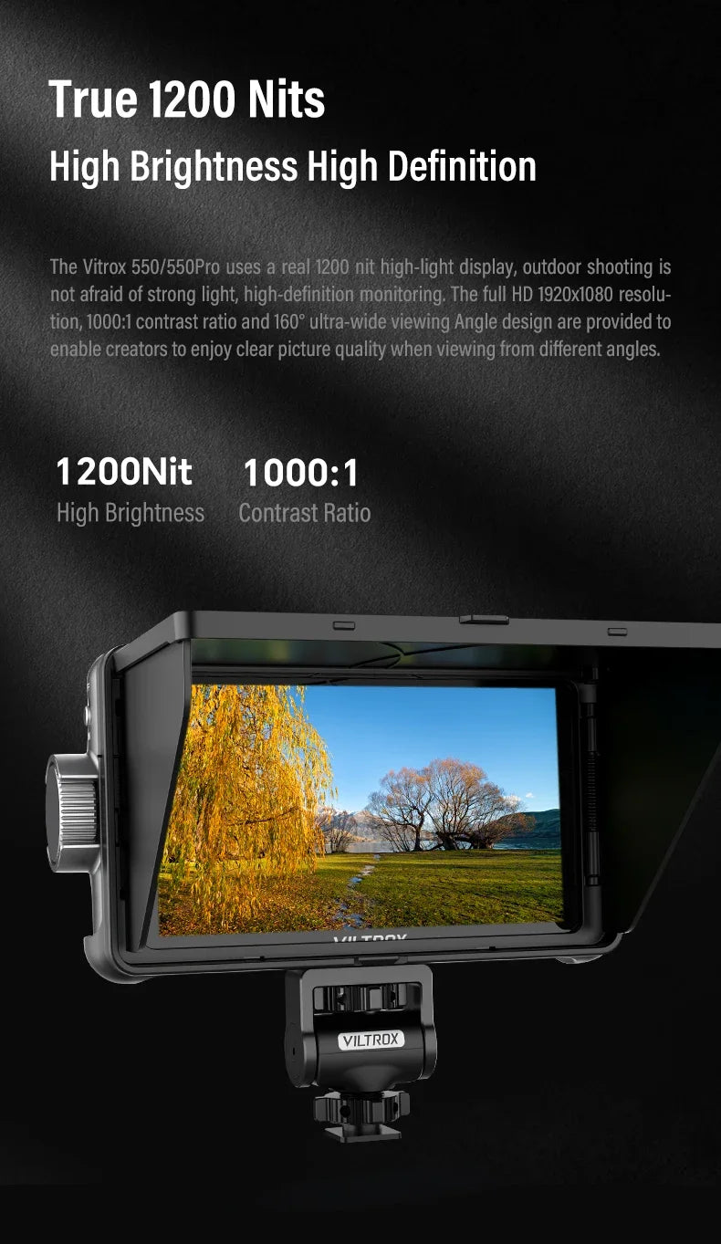 VILTROX DC-550/DC-550PRO Profissional Camera Studio Monitor 5.5 Inch 4K 30Hz HDMI Touch Screen 3D LUT 1920x1080 Director Monitor