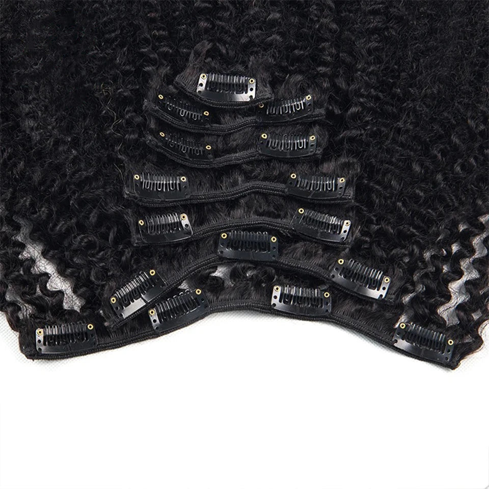 Afro Kinky Curly Clip in Hair Extensions Real Human Hair for Women Brazilian Kinky Curly Human Hair Clip in Extensions 8Pcs 120G