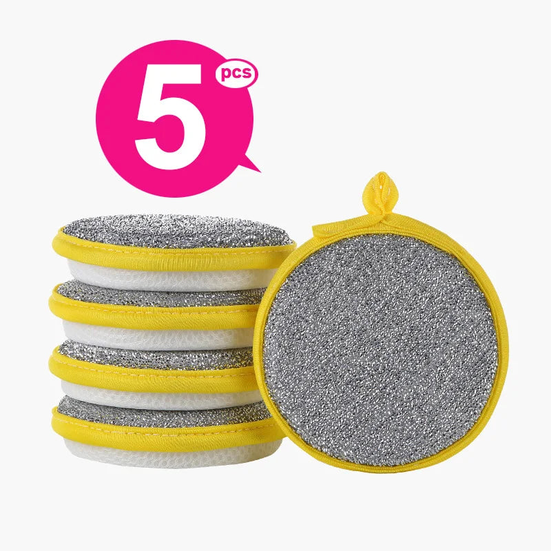 Kitchen Double-Sided Dishwashing Sponge Reusable Brushing Pots Wipes Pans Cleaning Cloth Home Grease Removal Dishwashing Cloth