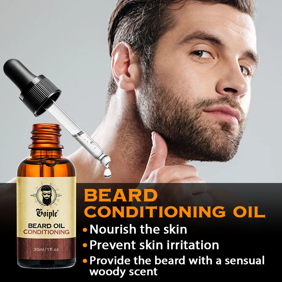 GOIPLE Beard Growth Care Kit for Men - Shampoo, Oil, Balm & Wash Set