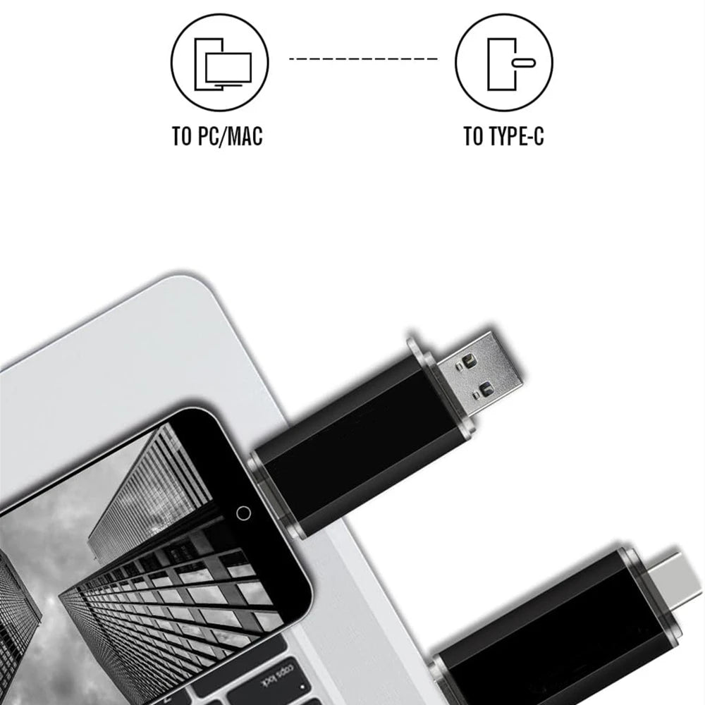 OTG USB Flash Drive with Type-C — 32GB to 512GB Dual-Port Memory Stick for Phone and Laptop