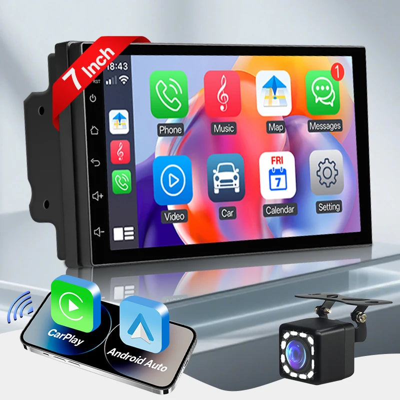 Hippcron 7/9 inch Car Radio 2 Din Wireless Android Auto Carplay Multimedia Player Bluetooth IPS Touch Screen FM Audio Receiver