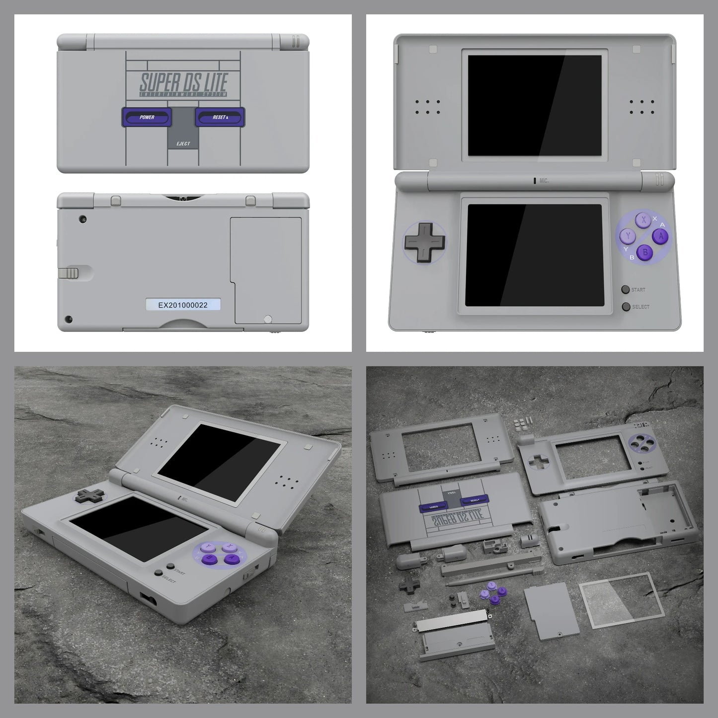 eXtremeRate Replacement Full Housing Shell for Nintendo DS Lite, Case Cover W/Buttons, Screen Lens for NDSL - SFC SNES Classic