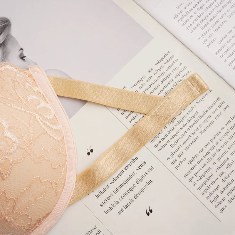 Gather the support with underwired women's underwear transparent shoulder strap bandeau removable shoulder strap bra