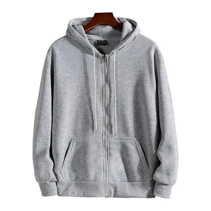 Men's Zip-Up Hoodie, Loose Fit Hooded Sweatshirt