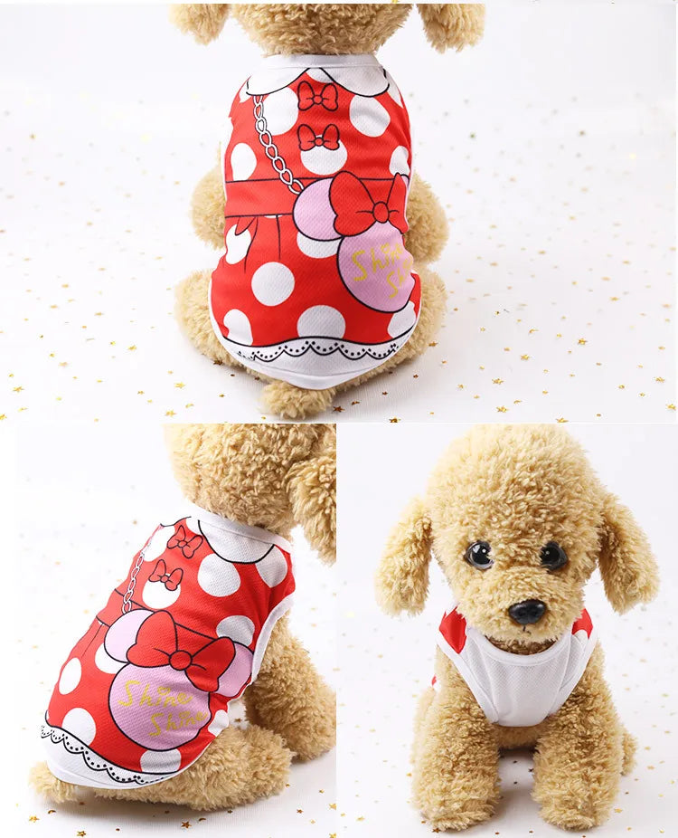 Dog & Cat Cotton Clothes — Cartoon Print Vest for Puppies & Kittens