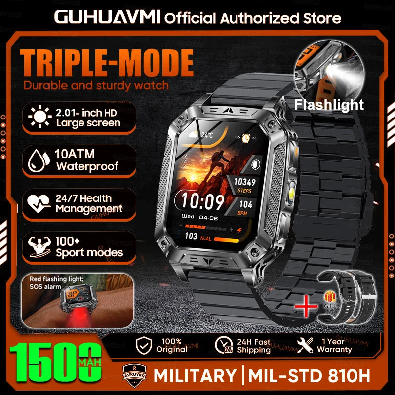 Rugged Smart Watch — 1500mAh, 10ATM Waterproof, BT Calling